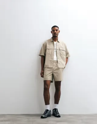 ASOS DESIGN cotton twill set in beige