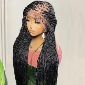Braided Wigs for Black Women Box Braided Full Lace Front Wig Hd Lace Wig Goddess Braids Plucked Pre Cut Pre Bleached Glu