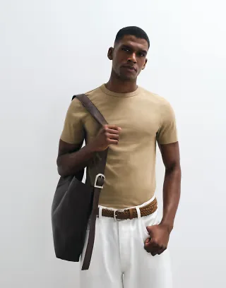 ASOS DESIGN breatheMAX™ Lite slim T-shirt in brown