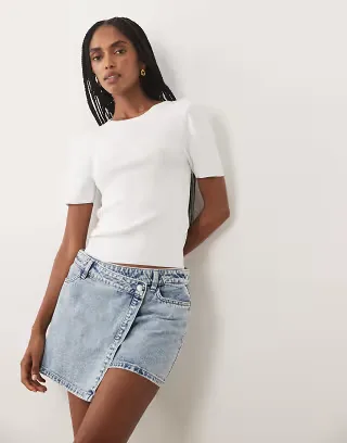 JDY denim skort in light blue
