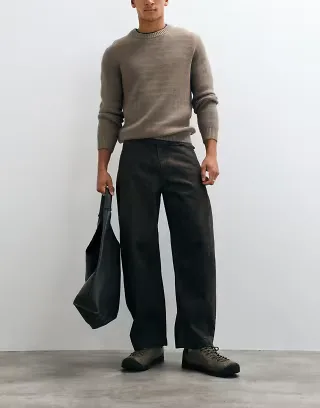 ASOS DESIGN barrel jeans in washed brown
