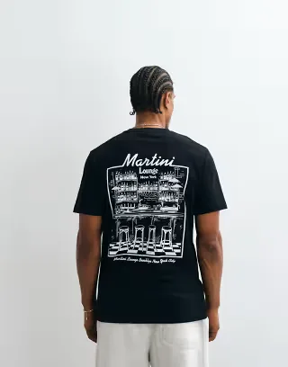 ASOS DESIGN T-shirt with martini lounge graphic in black