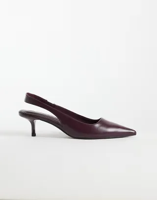 ASOS DESIGN Signature kitten heeled shoes in burgundy