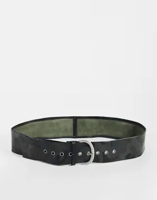 ASOS DESIGN leather belt in camo print
