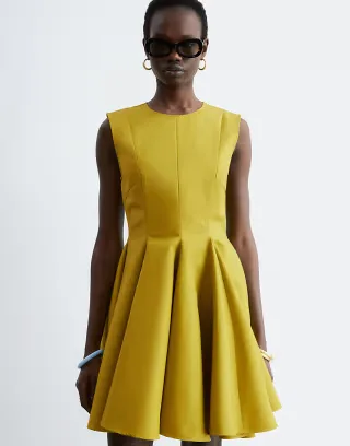 & Other Stories structured mini dress with circle skirt in green