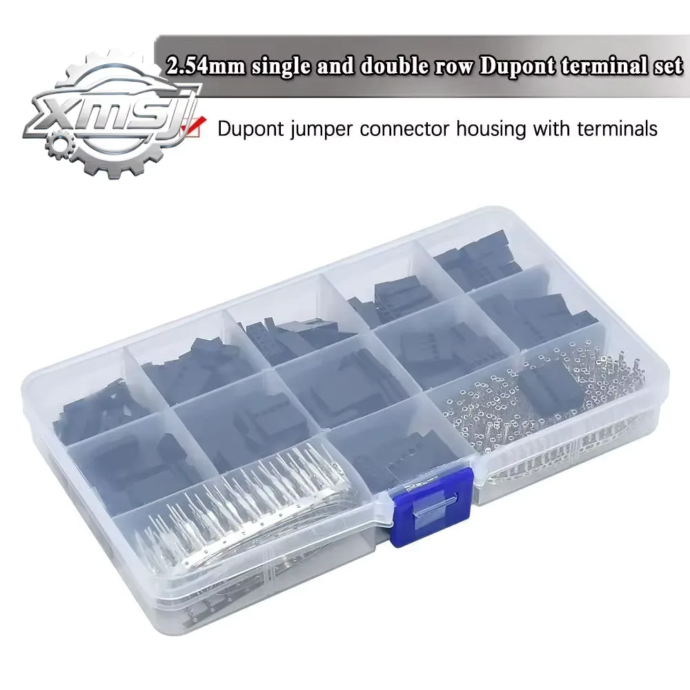 Carcasa plástico DuPont 2,54 mm una y dos filas con kit terminales para conectores puente DuPont