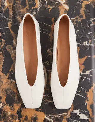 Tony Bianco Brash square toe ballet flats in off white leather