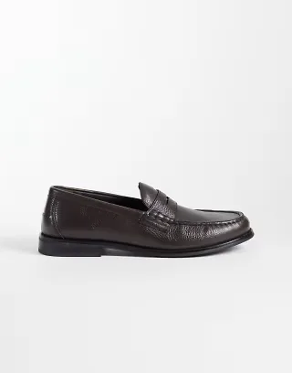 ASOS DESIGN penny loafers in brown tumbled leather