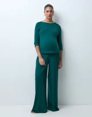 ASOS DESIGN Maternity rib knit loungewear set in dark green