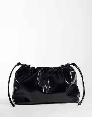 ASOS DESIGN drawstring pouch in black