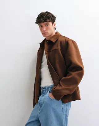 ASOS DESIGN wool look jacket in pale brown