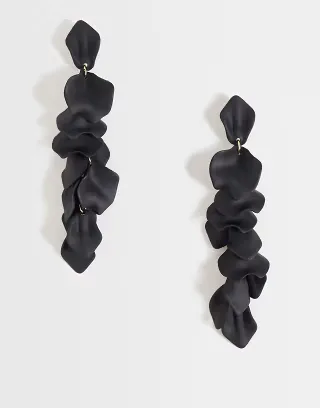 DesignB London petals drop earrings in black