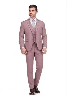Braveman Men's Signature 3-Piece Slim Fit Suits, Dusty Rose, 38 Regular