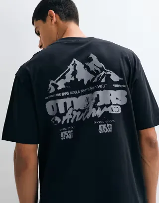 ASOS DESIGN relaxed T-shirt with mountain graphic in black