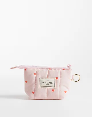 The Flat Lay Co. Flat Lay Mini Keyring Pouch - Sweet Pink Hearts