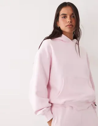 4505 Rest Day 400gsm heavyweight cotton cocoon hoodie in ballet pink