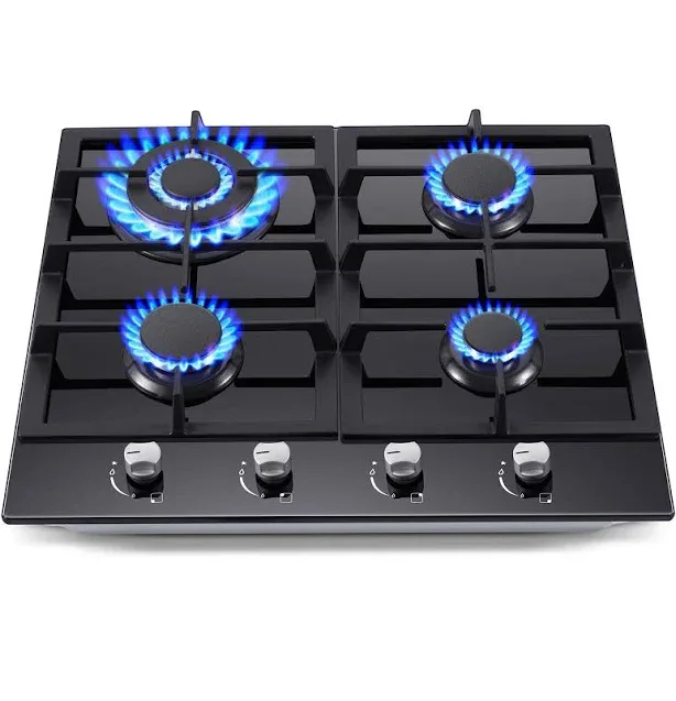 24inch Kitchen Gas Cooktop Tempered Glass Countertop Drop-in 4burners