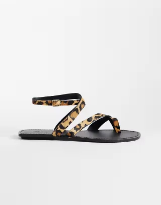 ASOS DESIGN Friction sandals in leopard hair on real leather
