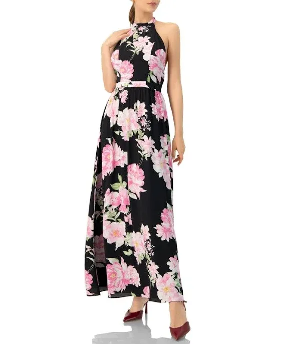IVONNE Women's Floral Halter Neck Backless Maxi Dress