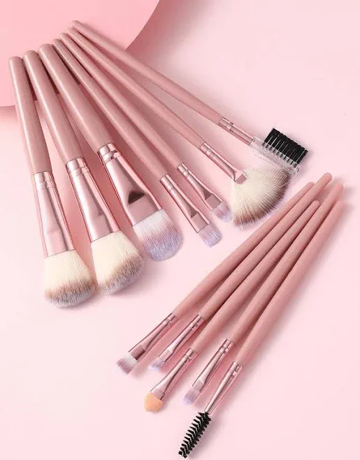 12pcs/set Synthetic Hair Makeup Brush set, Including Eyeshadow Blending Brush, For Face And Eyes Cosmetics Tools Black F