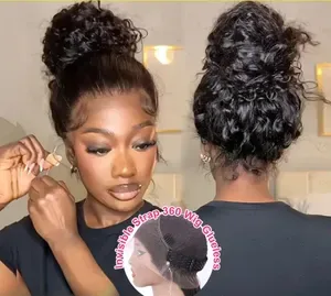 Curly Human Hair Wigs 250% Density 360 HD Full Lace Deep Wave Brazilian Hair 13x4/13x6 Lace Front 30 Inch Water Wave Inv
