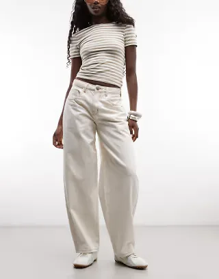 Daisy Street low rise barrel leg jeans in ecru