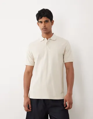 ASOS DESIGN Essentials regular fit polo in beige pique