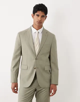 Mango Milan slim fit blazer in sage green - part of a set