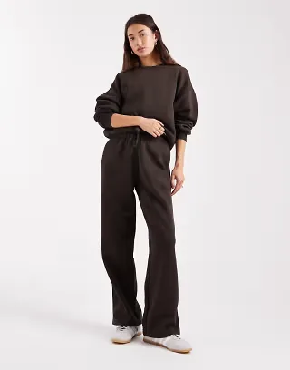 ONLY straight leg jersey sweatpants in brown - part of a set
