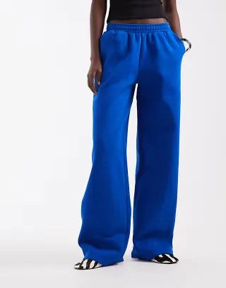 ASOS DESIGN Tall wide leg brushback jogger in bright blue