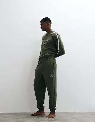 Calvin Klein crew waffle set in olive