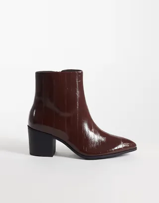 ASOS DESIGN heeled chelsea boots in brown embossed eel effect