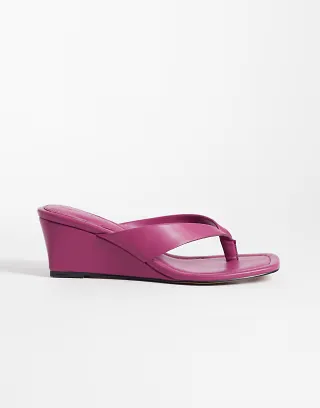 ASOS DESIGN Harlow toe thong wedge sandals in purple