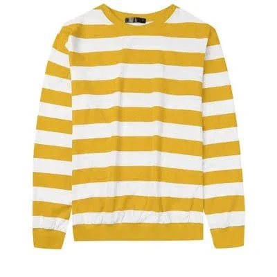 Lars Amadeus Men's Crew Neck Long Sleeve Striped Sweatshirt