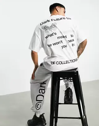 ASOS Dark Future relaxed t-shirt with logo back print in white