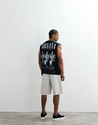 ASOS DESIGN oversized tank top with Nirvana print in black