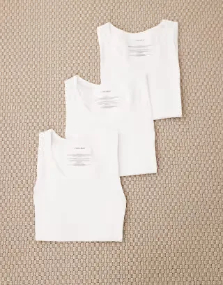 Calvin Klein 3-pack cotton rich tank tops in white
