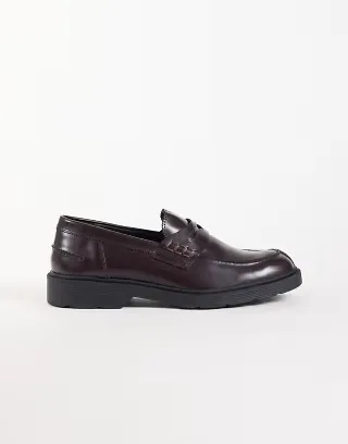 Jack & Jones penny loafer with chunky sole in oxblood