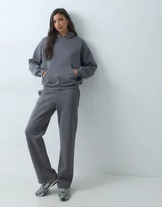 Gina Tricot set loose fit straight leg sweatpants in charcoal