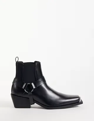 ASOS DESIGN chelsea boots with cuban heels and removable straps in black
