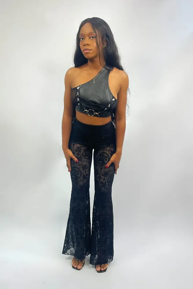 MESH CROSS FLARE PANT