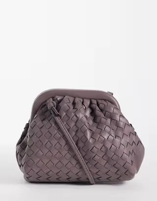True Decadence mini woven pillow shoulder bag in mauve purple