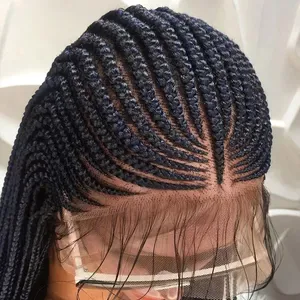 Synthetic Braided Wigs for Women - 32 Inch Full Lace Front Cornrow Braids - Middle Part Lace Frontal Wig for Daily Use