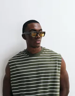ASOS DESIGN oversized tank in brown striped print