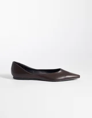 SEQWL Scar pointed ballet flats in chocolate brown