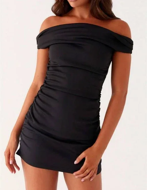 Off-Shoulder Bodycon Mini Dress Women's Cocktail Slim Fit Asymmetrical Neck Knitted Fabric Stretchy Sexy Summer Night Ou