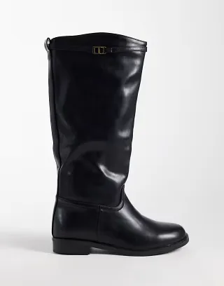 SEQWL Wide Fit Whispa refined riding knee boots in black