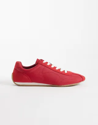 ASOS DESIGN retro lace up sneakers in red nylon
