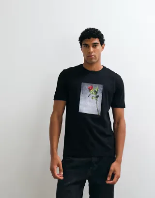 HUGO Red regular fit graphic print T-shirt in black