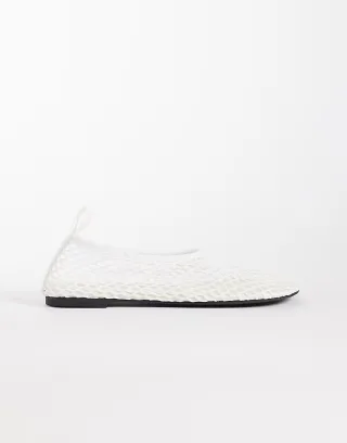 ARKET mesh square toe ballerina flats in white